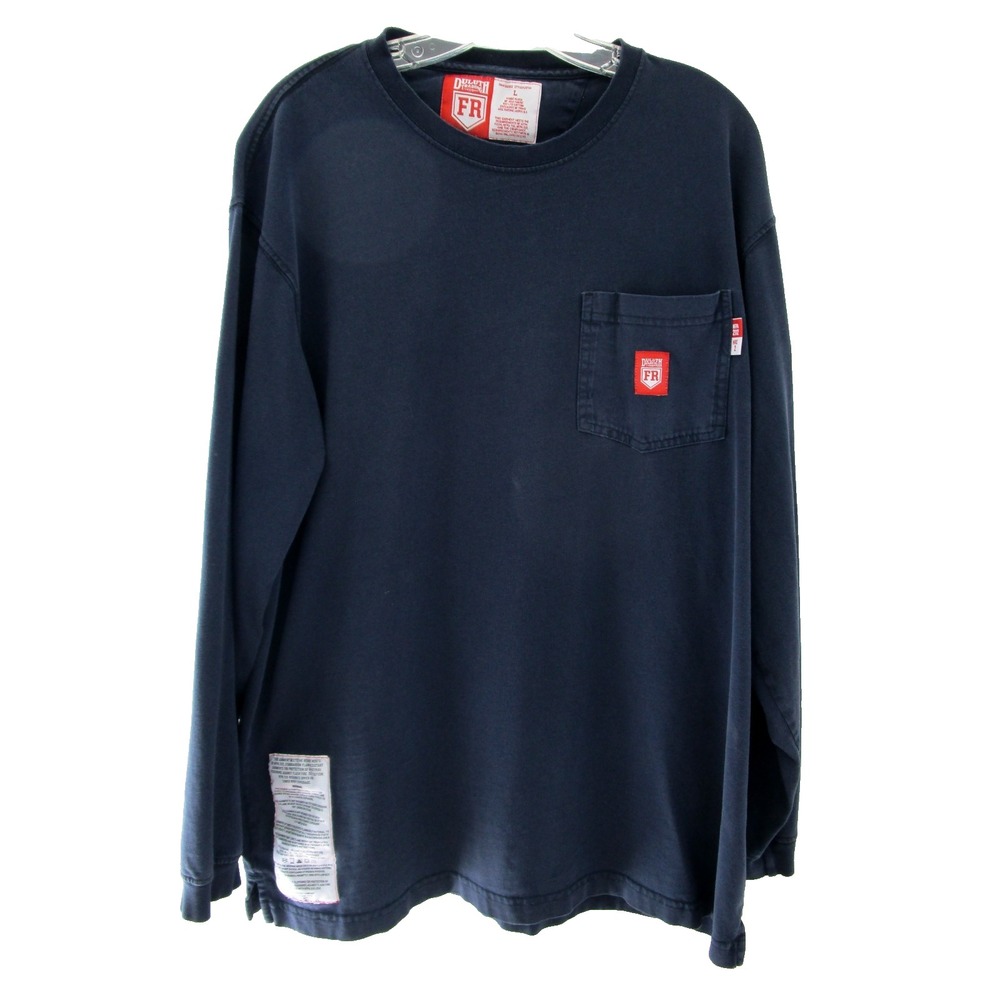 Duluth Trading Co FR Long Sleeve Shirt Men's L Blue Flame Resistant Cat 2 2112